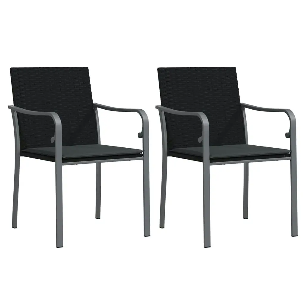 Garden Chairs with Cushions 2 pcs Black 56x59x84 cm Poly Rattan 364094