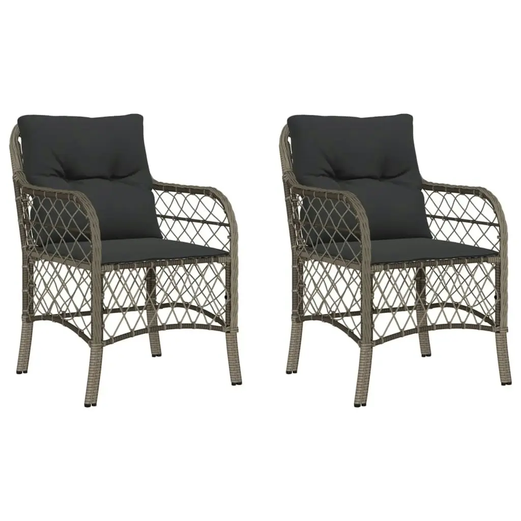 Garden Chairs with Cushions 2 pcs Grey Poly Rattan 365155