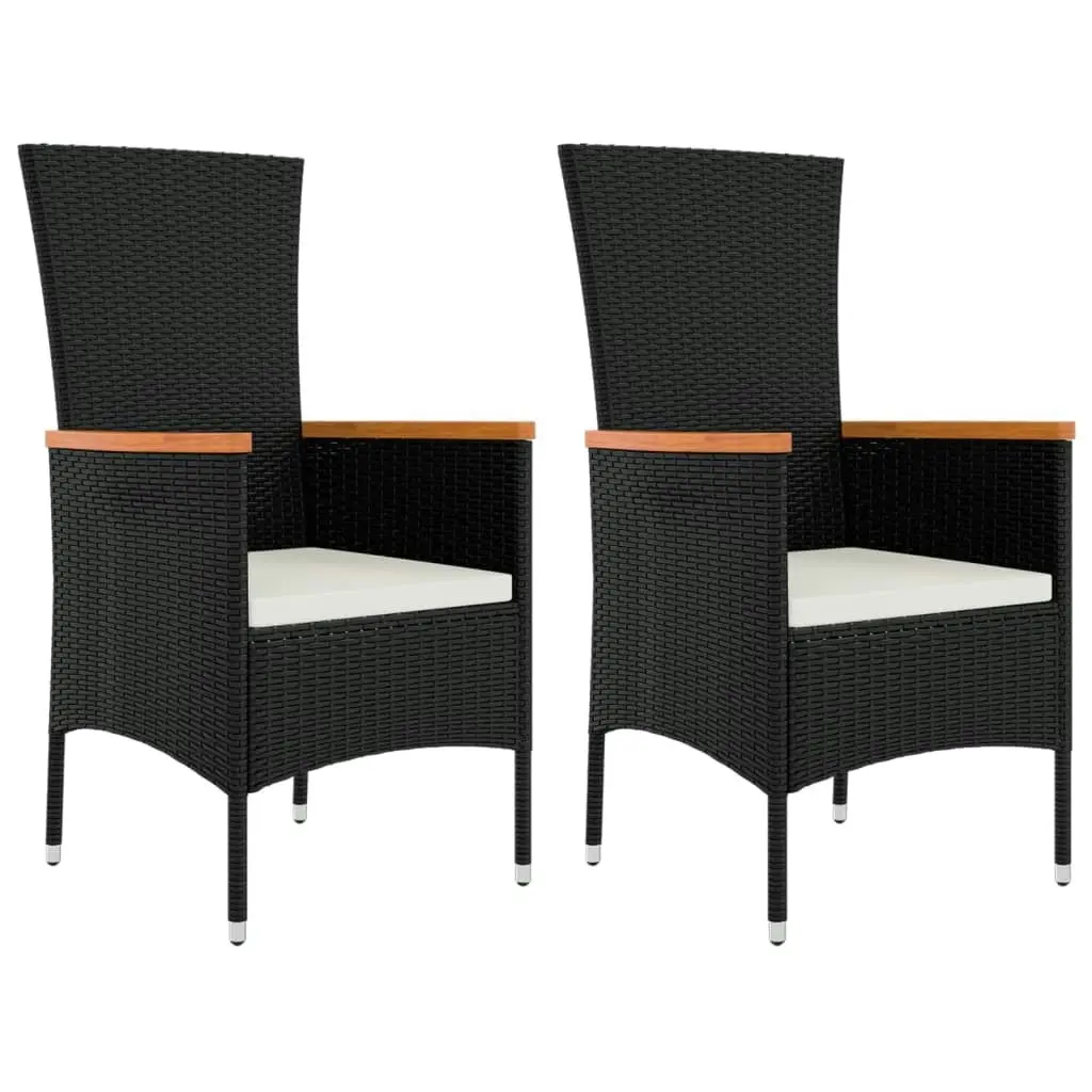 Garden Chairs with Cushions 2 pcs Poly Rattan Black 319525