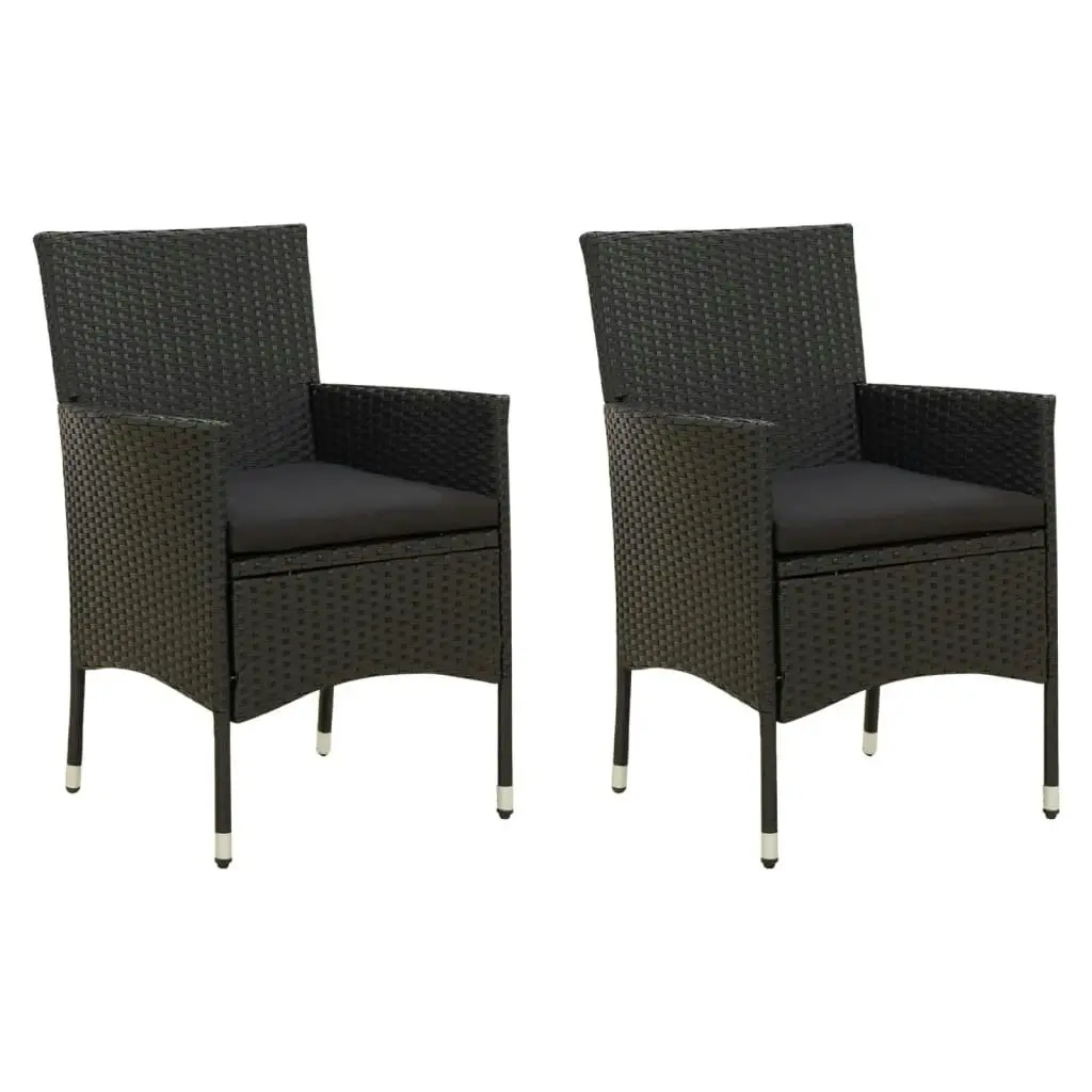 Garden Chairs with Cushions 2 pcs Poly Rattan Black 316681