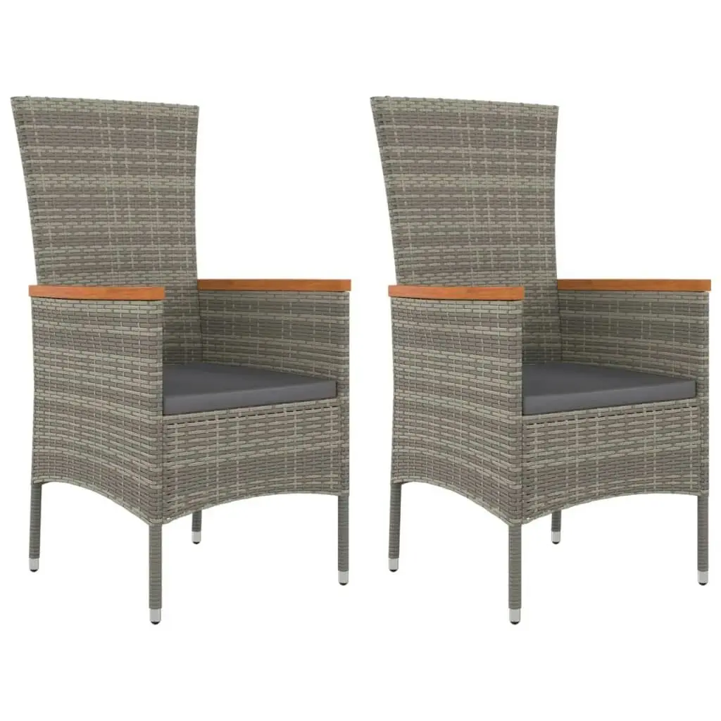 Garden Chairs with Cushions 2 pcs Poly Rattan Grey 319526