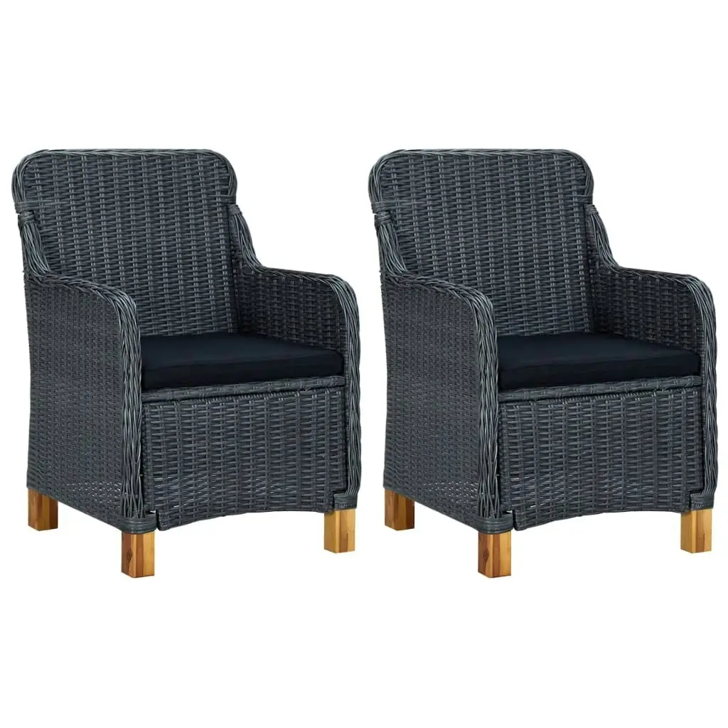 Garden Chairs with Cushions 2 pcs Poly Rattan Dark Grey 313315