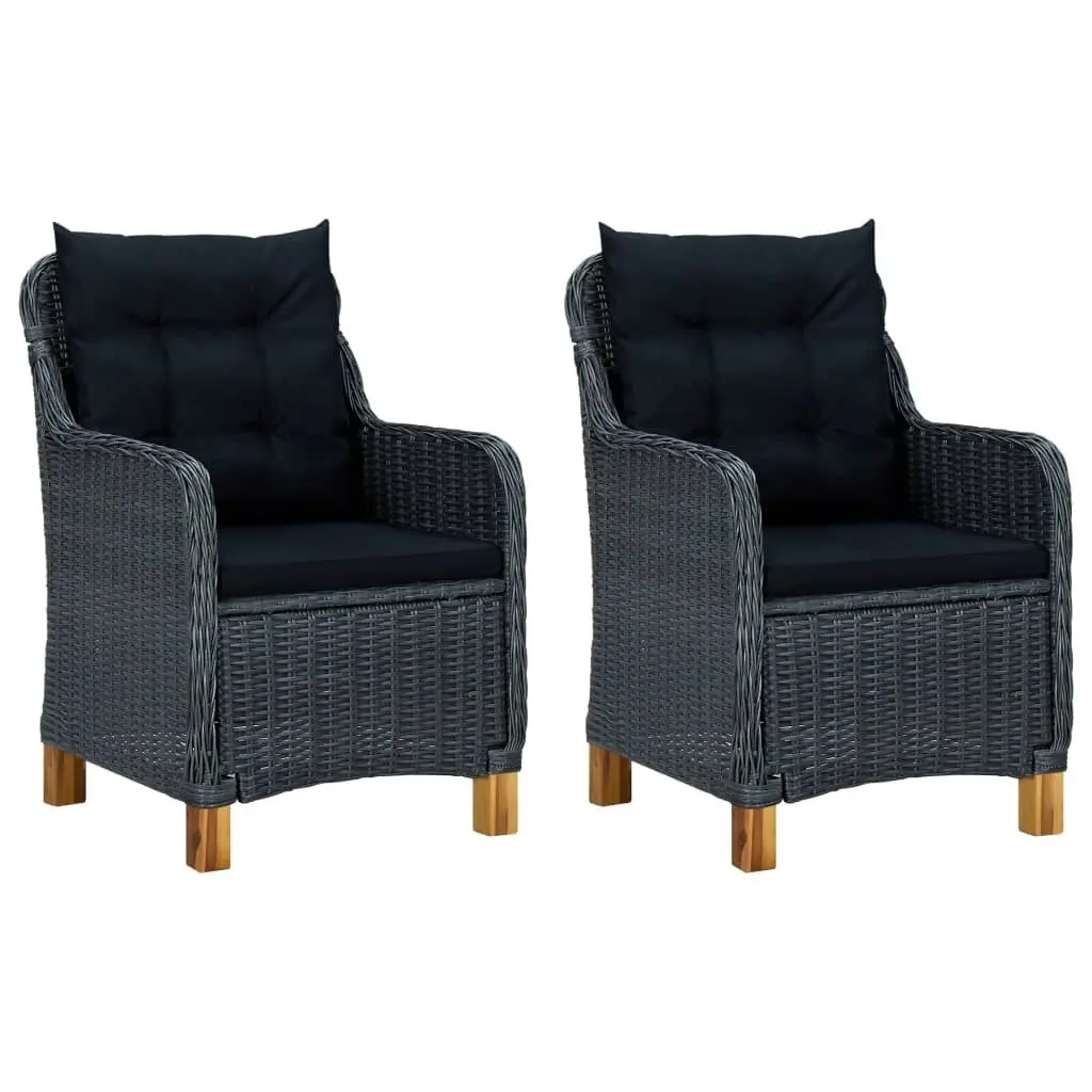 Garden Chairs with Cushions 2 pcs Poly Rattan Dark Grey 313316