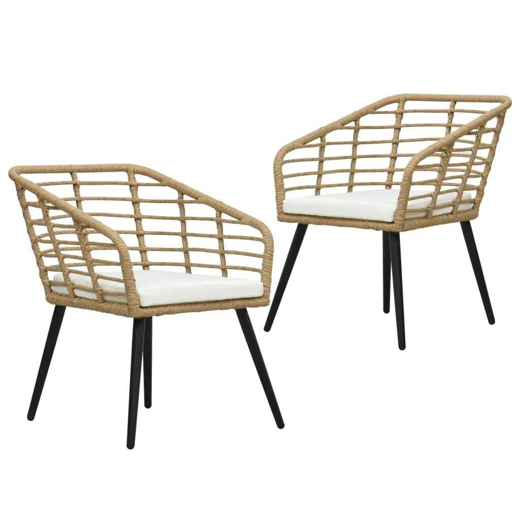 Garden Chairs with Cushions 2 pcs Poly Rattan Oak 48576