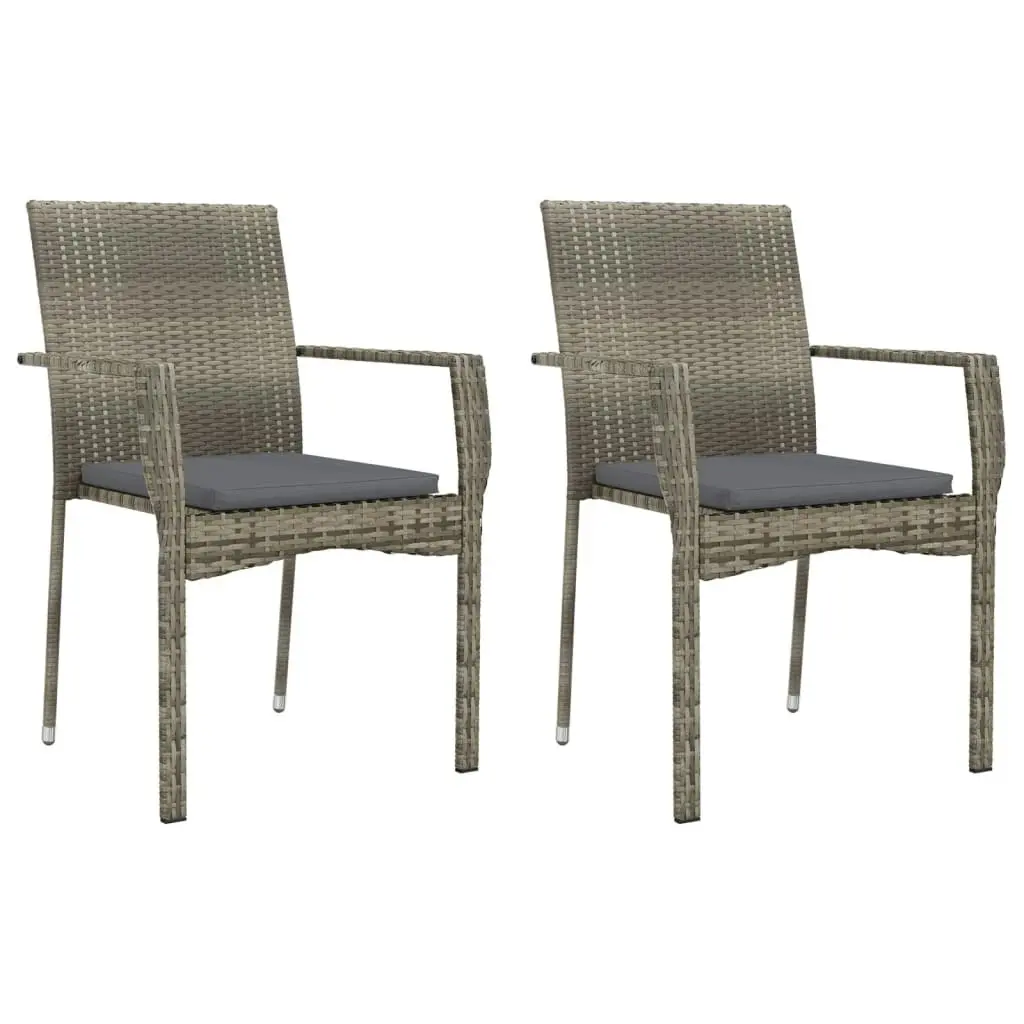 Garden Chairs with Cushions 2 pcs Poly Rattan Grey 319882