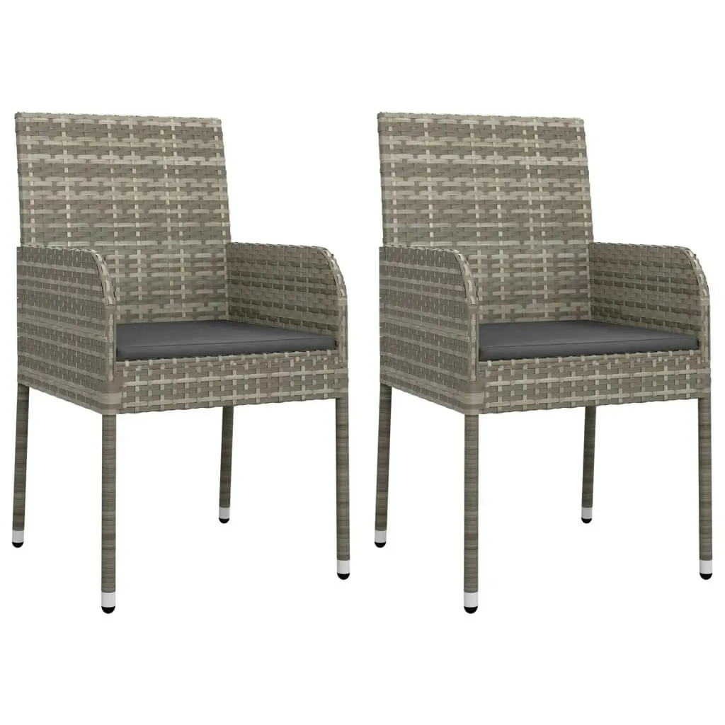 Garden Chairs with Cushions 2 pcs Poly Rattan Grey 319886