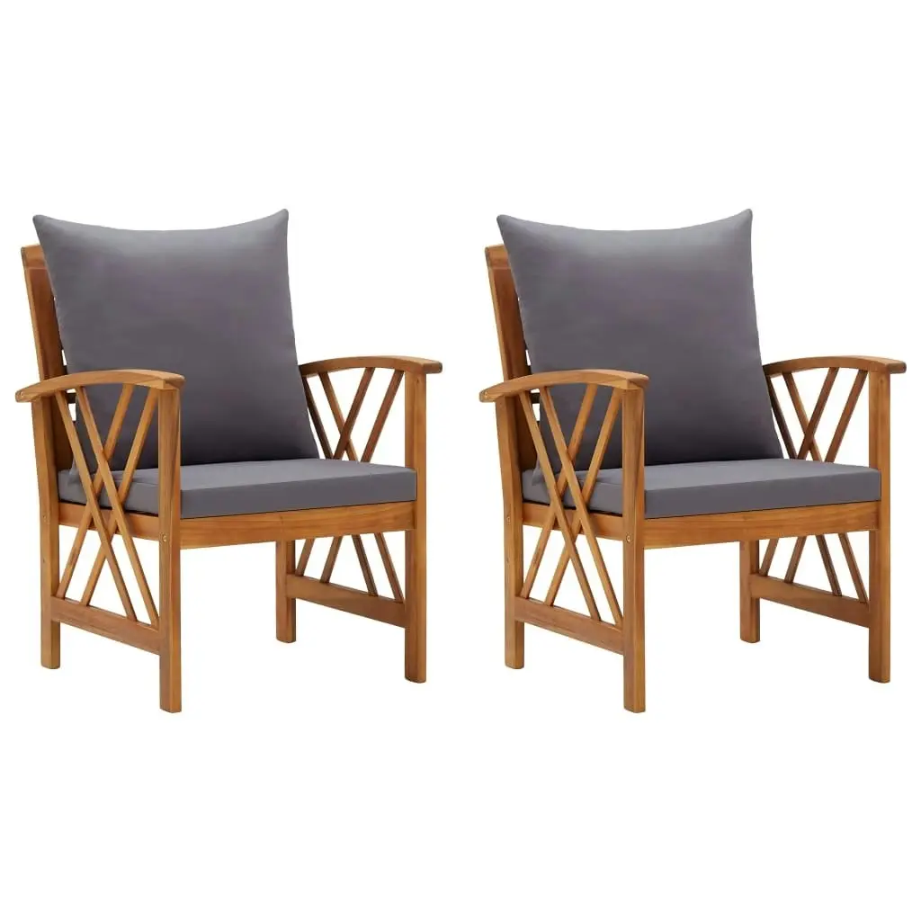 Garden Chairs with Cushions 2 pcs Solid Acacia Wood 310268