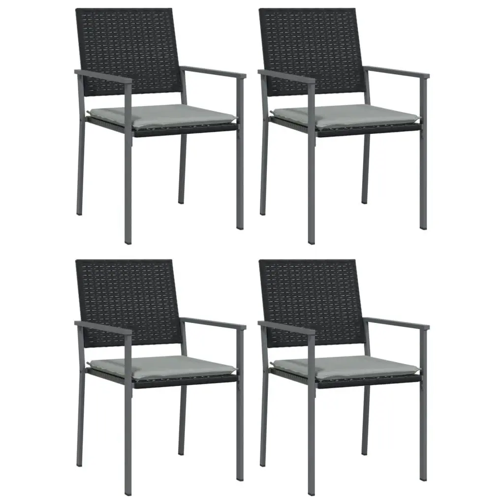 Garden Chairs with Cushions 4 pcs Black 54x62.5x89 cm Poly Rattan 3187081