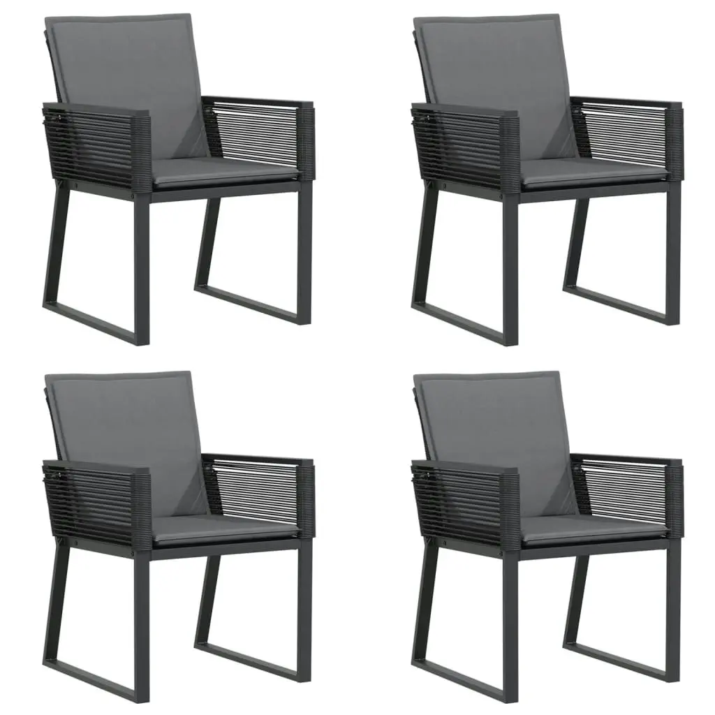 Garden Chairs with Cushions 4 pcs Black Poly Rattan 4008116