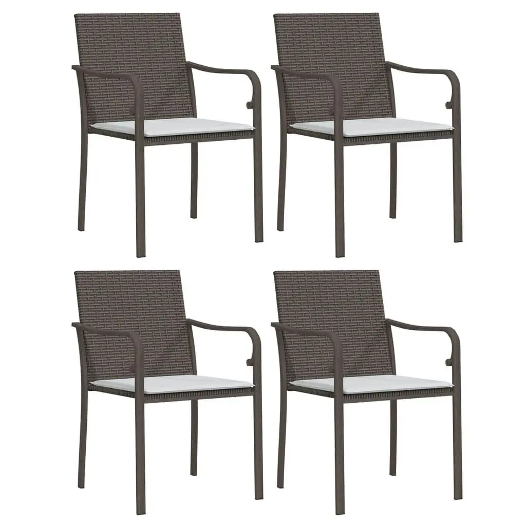 Garden Chairs with Cushions 4 pcs Brown 56x59x84 cm Poly Rattan 3187073