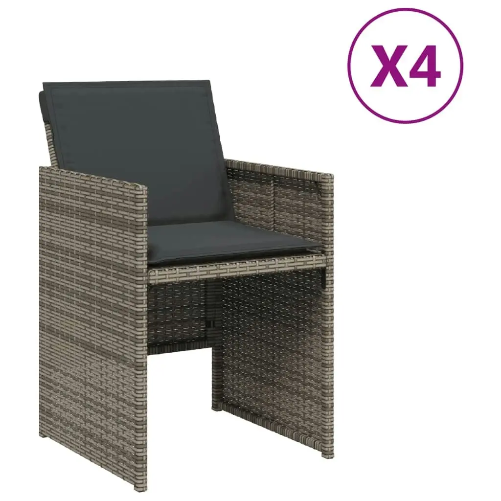 Garden Chairs with Cushions 4 pcs Grey Poly Rattan 364934