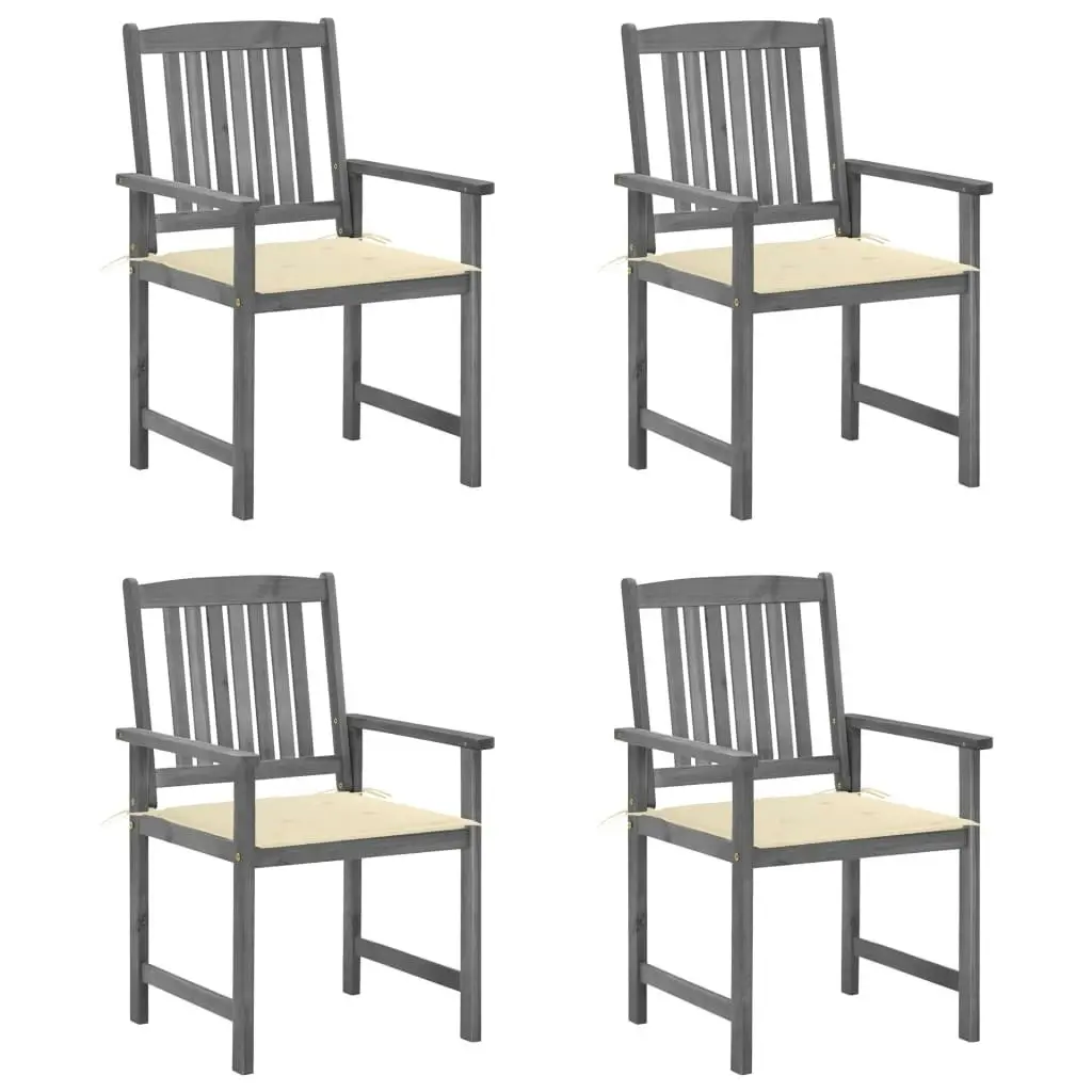 Garden Chairs with Cushions 4 pcs Grey Solid Acacia Wood 3061226