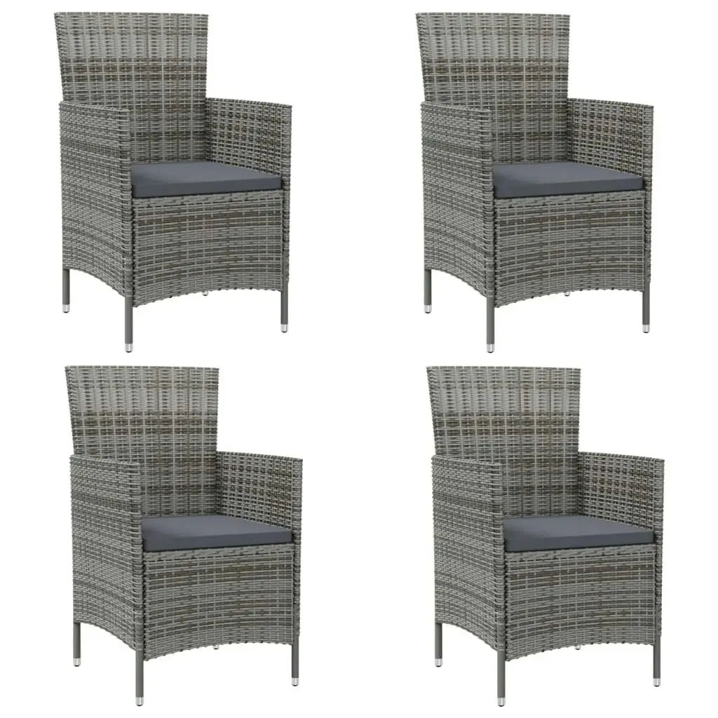 Garden Chairs with Cushions 4 pcs Poly Rattan Grey 316690