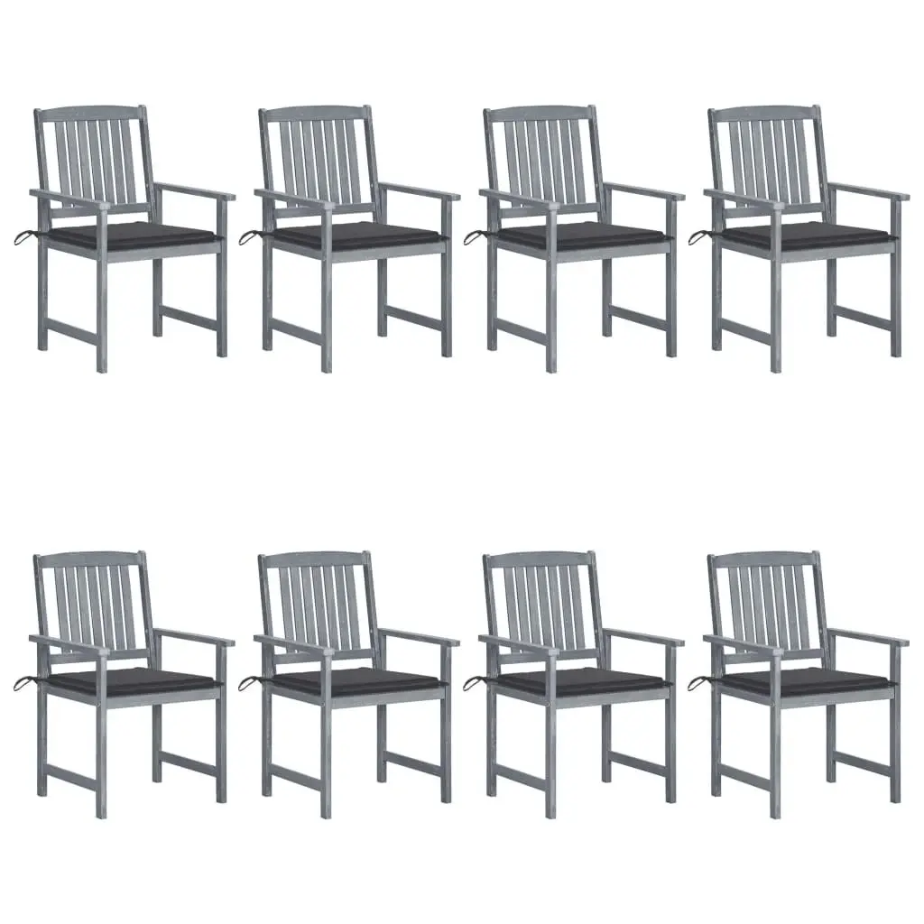 Garden Chairs with Cushions 8 pcs Solid Acacia Wood Grey 3078222