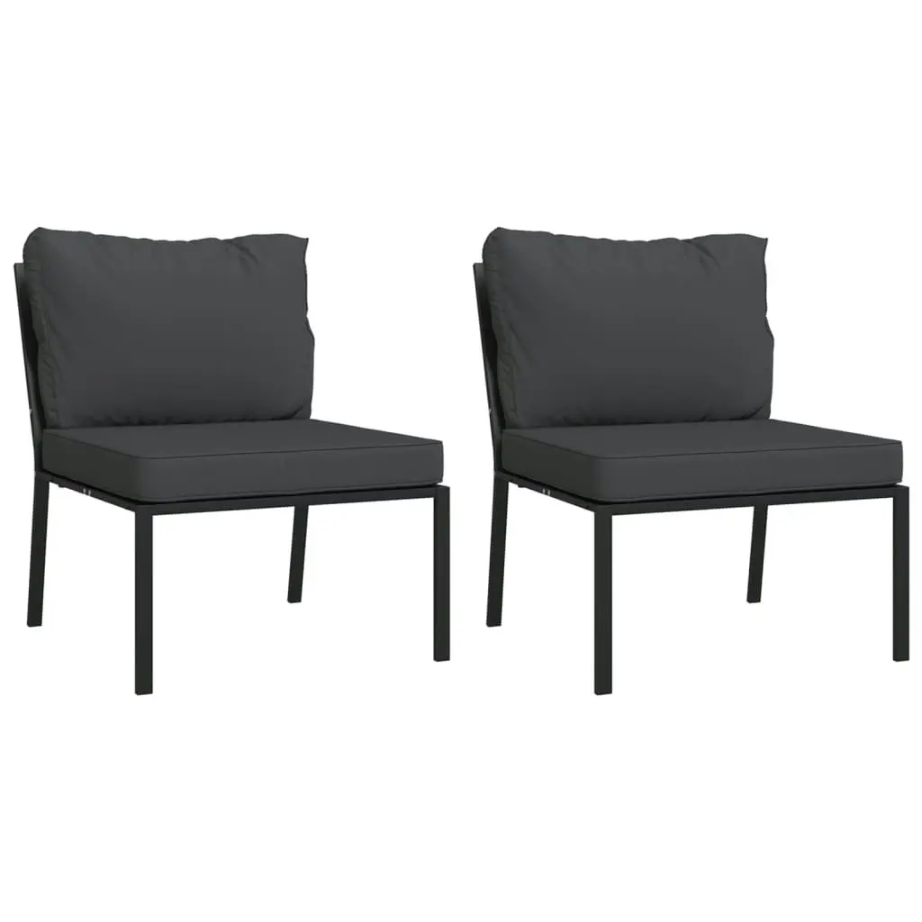 Garden Chairs with Grey Cushions 2 pcs 60x74x79 cm Steel 362717