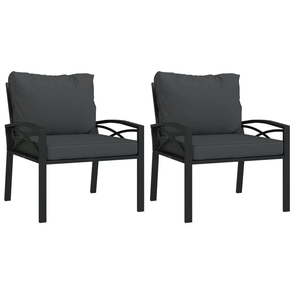 Garden Chairs with Grey Cushions 2 pcs 68x76x79 cm Steel 362715