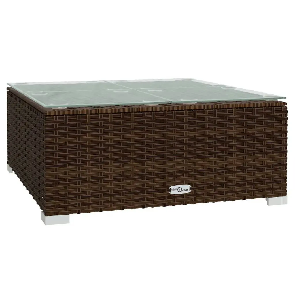 Garden Coffee Table Brown 60x60x30 cm Poly Rattan and Glass 317502