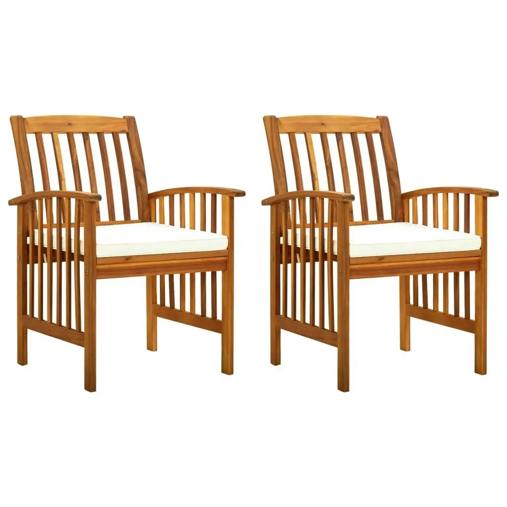 Garden Dining Chairs 2 pcs with Cushions Solid Acacia Wood 312128