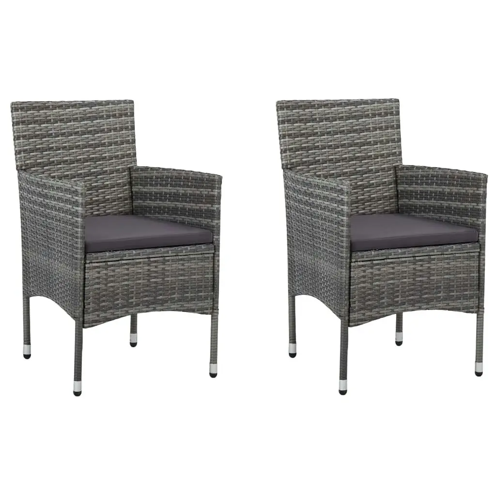 Garden Dining Chairs 2 pcs Poly Rattan Grey 46180