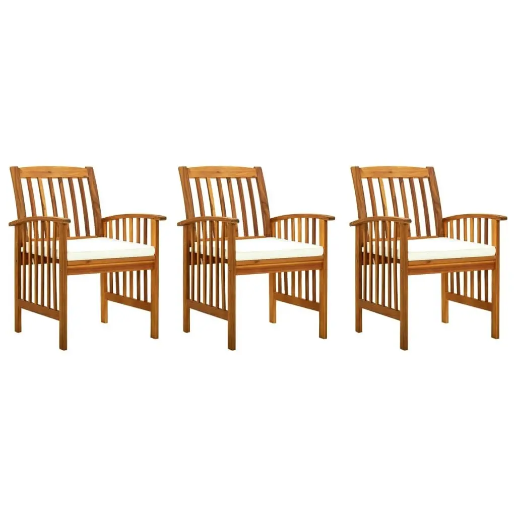 Garden Dining Chairs 3 pcs with Cushions Solid Acacia Wood 312129