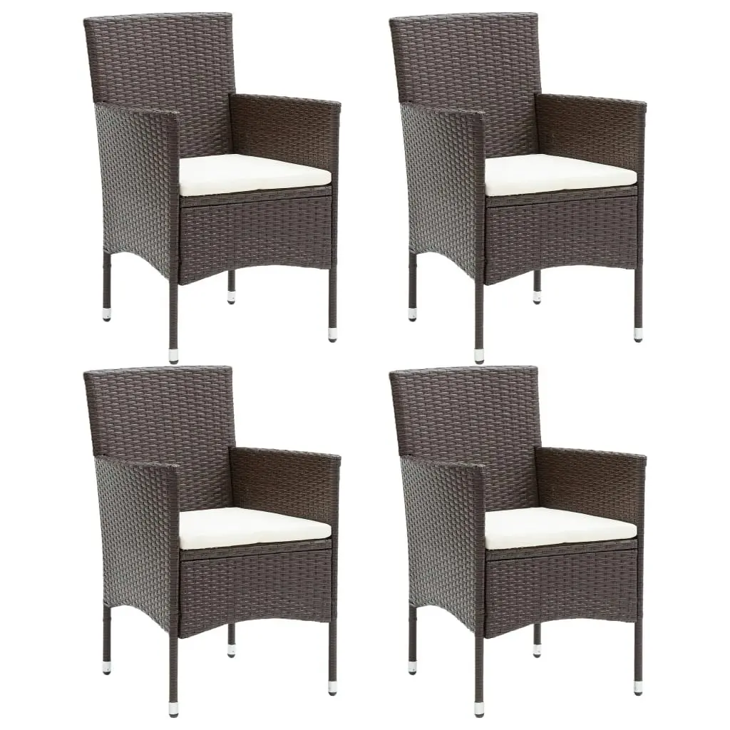 Garden Dining Chairs 4 pcs Poly Rattan Brown 310565