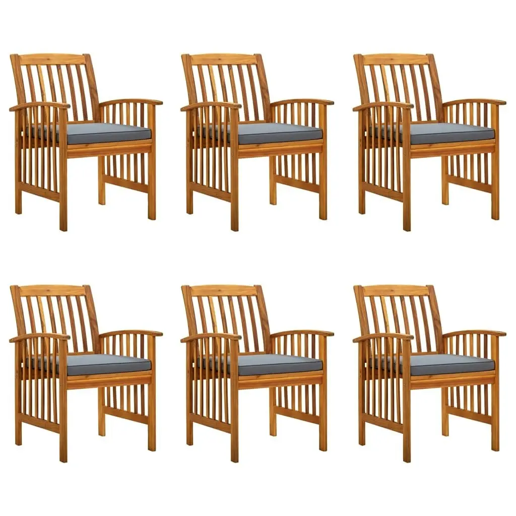 Garden Dining Chairs 6 pcs with Cushions Solid Wood Acacia 3120448