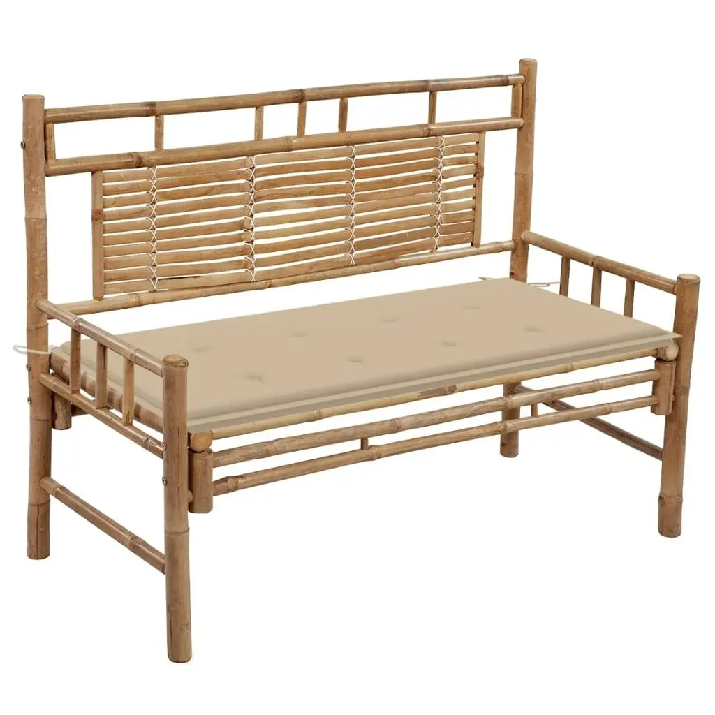 Garden Bench with Cushion 120 cm Bamboo 3063879