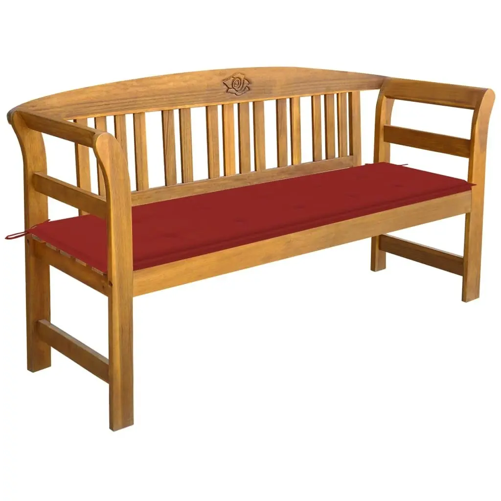 Garden Bench with Cushion 157 cm Solid Acacia Wood 3064272