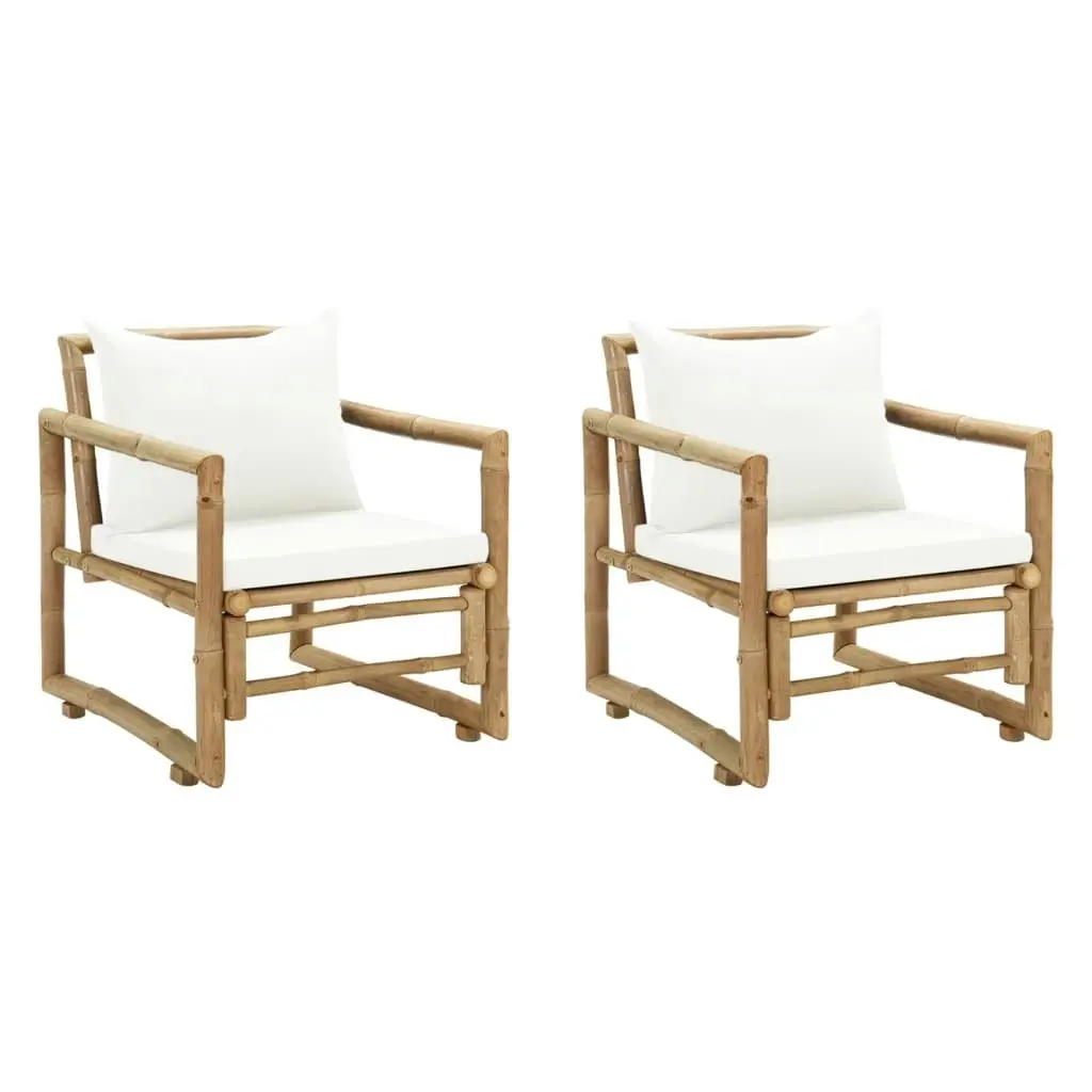 Garden Chairs 2 pcs with Cushions and Pillows Bamboo 43158