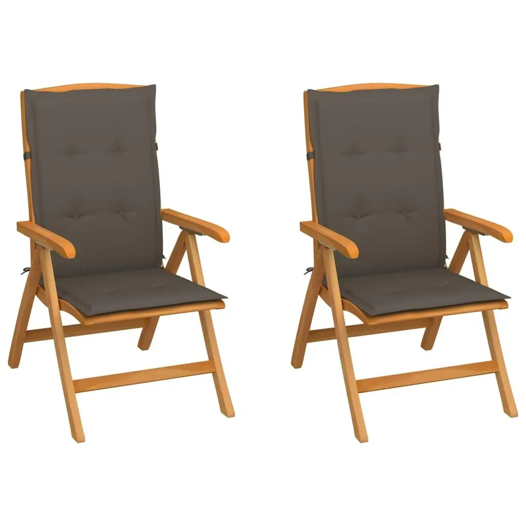 Garden Chairs 2 pcs with Taupe Cushions Solid Teak Wood 3062324