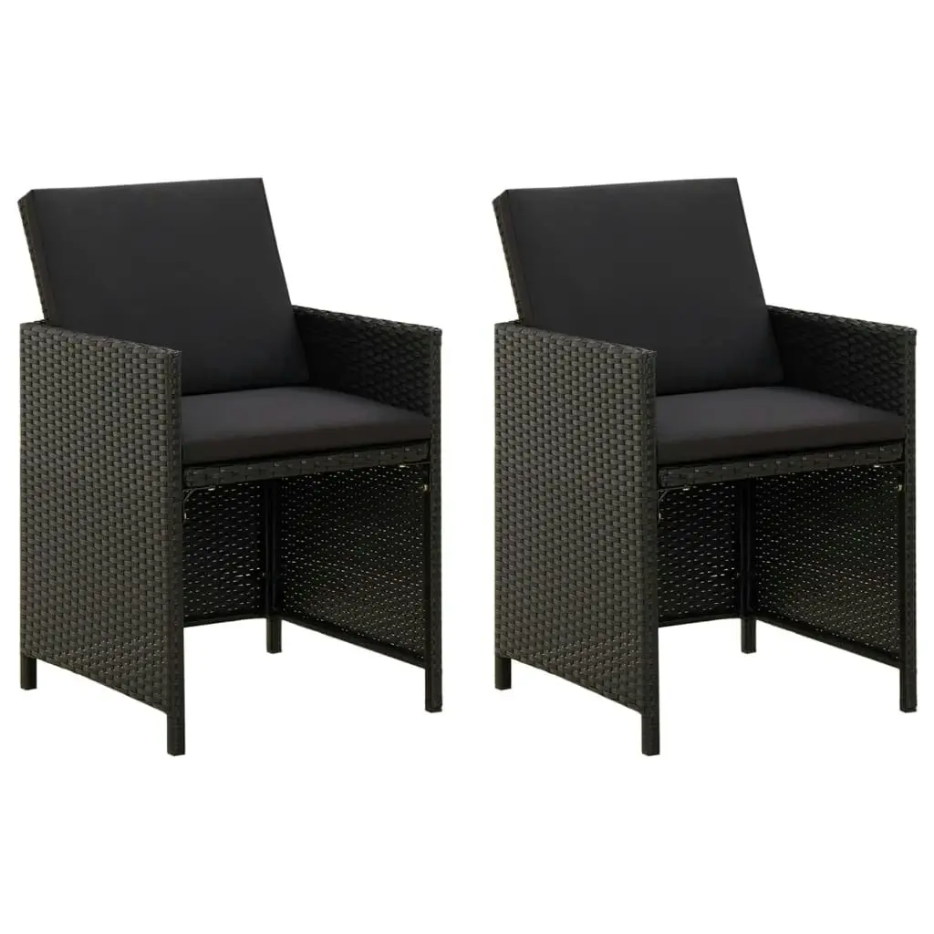 Garden Chairs with Cushions 2 pcs Poly Rattan Black 316755