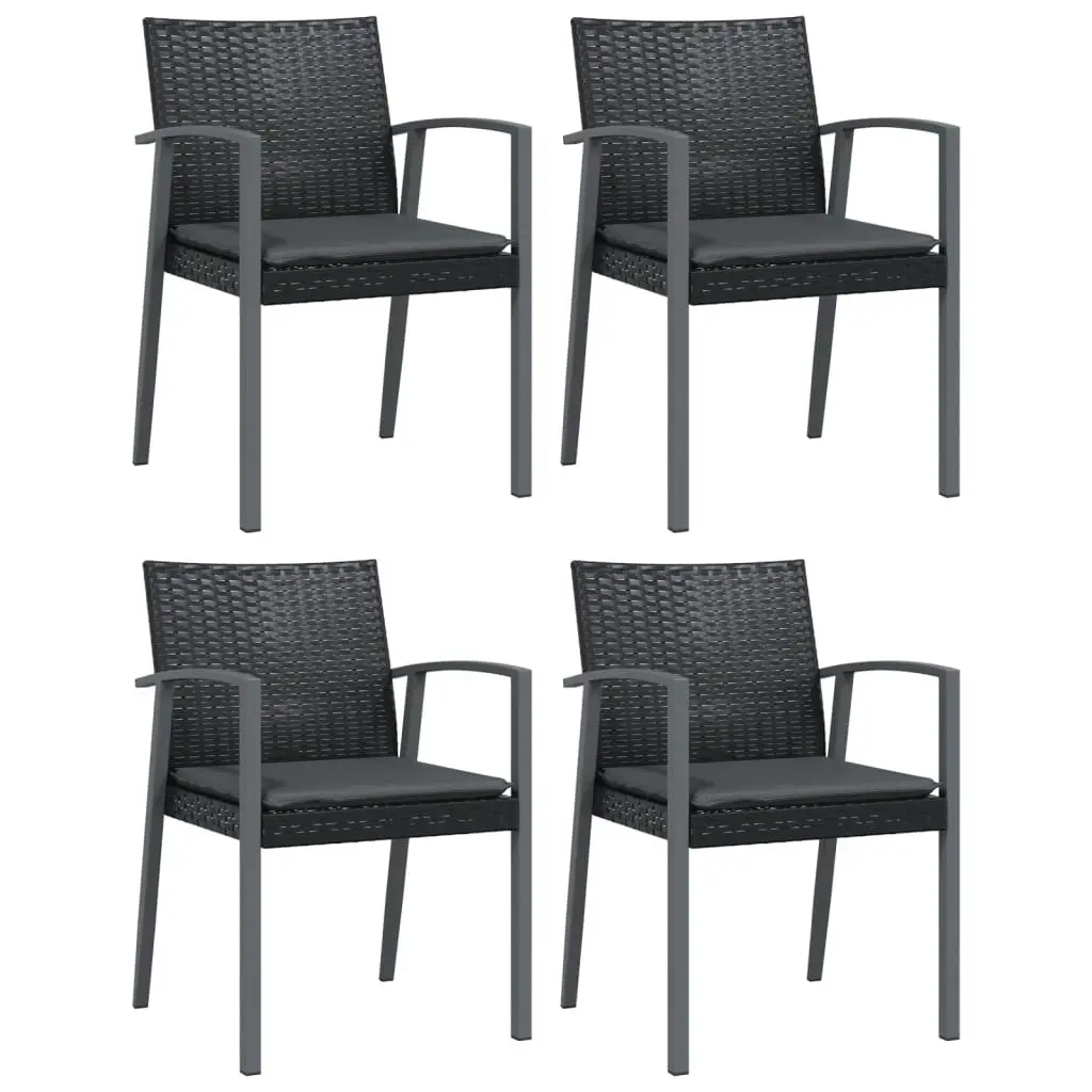 Garden Chairs with Cushions 4 pcs Black 56.5x57x83 cm Poly Rattan 3187079