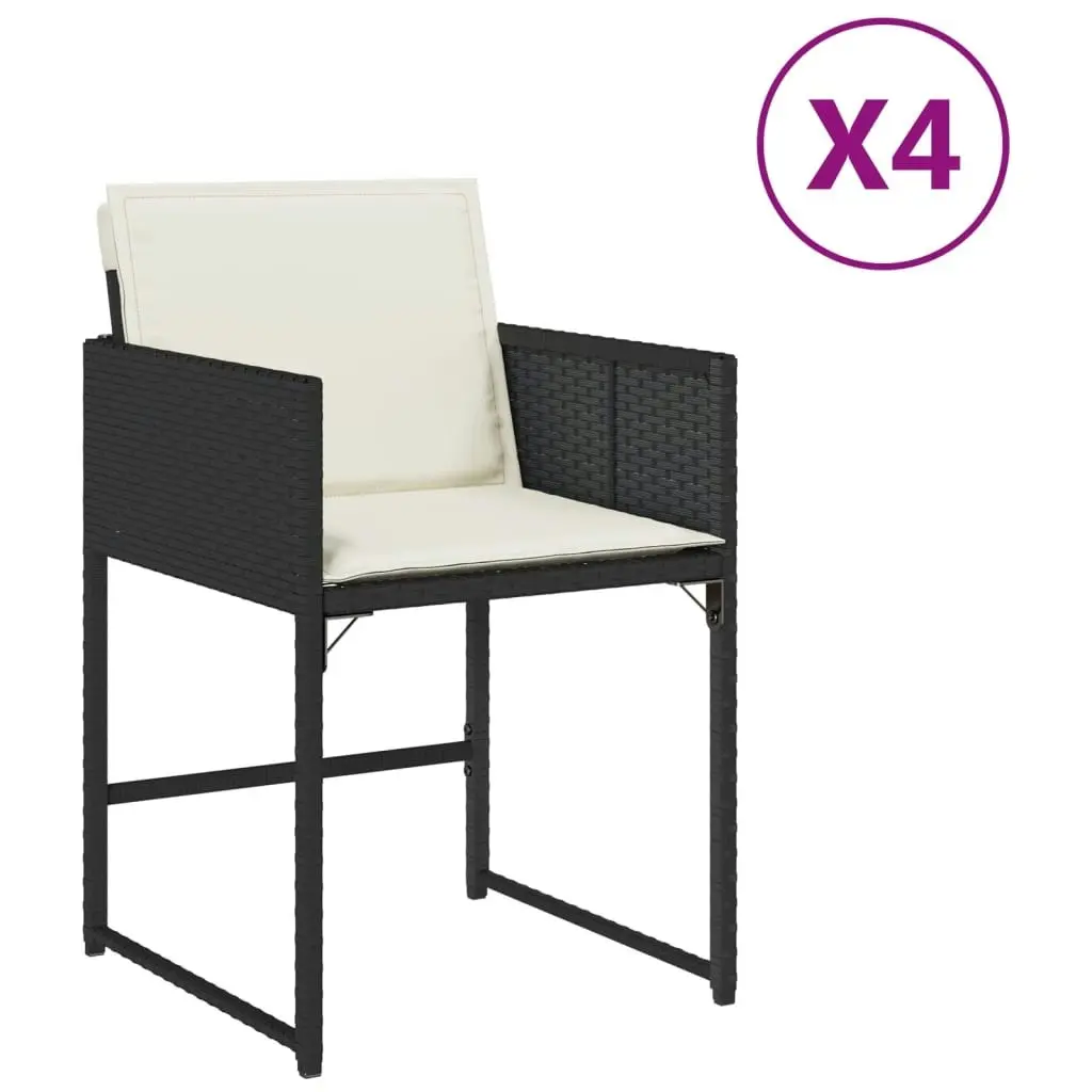 Garden Chairs with Cushions 4 pcs Black Poly Rattan 365000