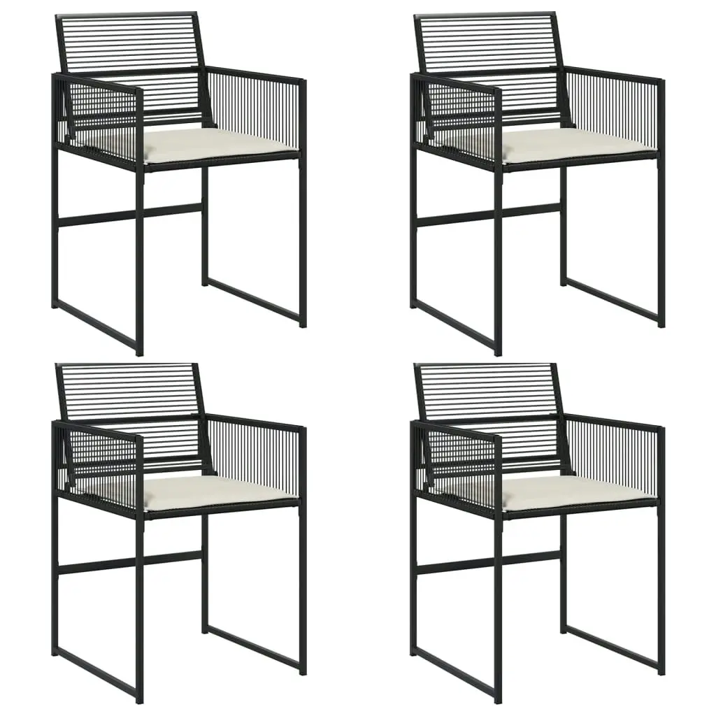 Garden Chairs with Cushions 4 pcs Black Poly Rattan 4008575