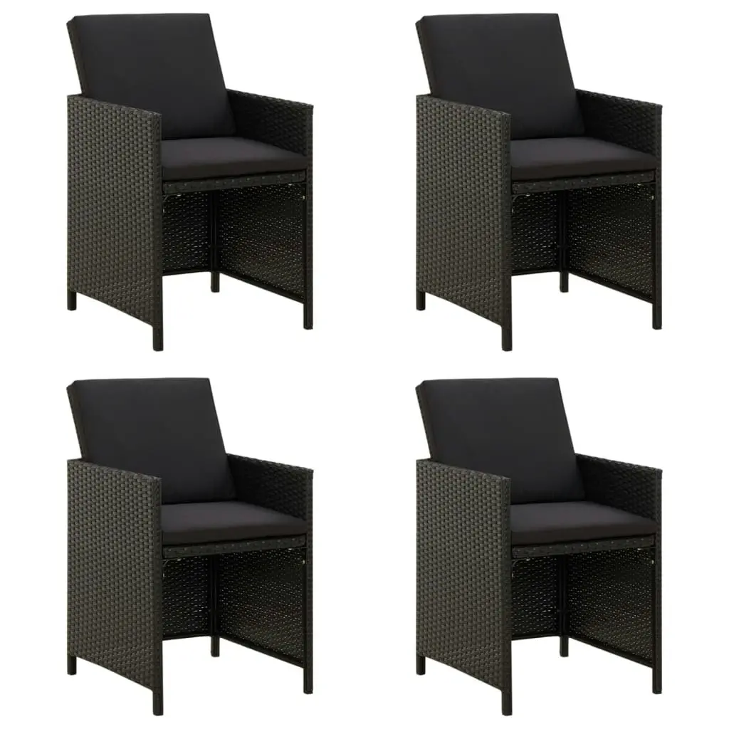 Garden Chairs with Cushions 4 pcs Poly Rattan Black 316746