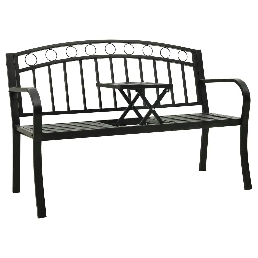 Garden Bench with Table Black 120 cm Steel 319584