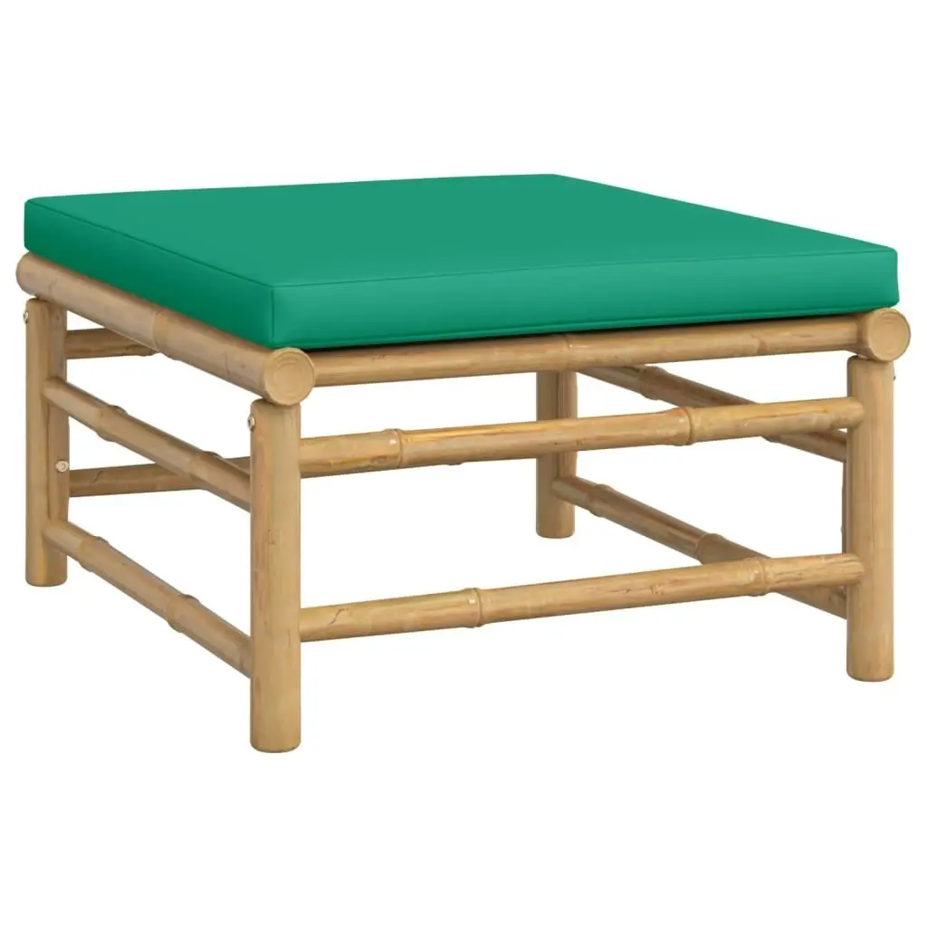 Garden Footstool with Green Cushion Bamboo 362295