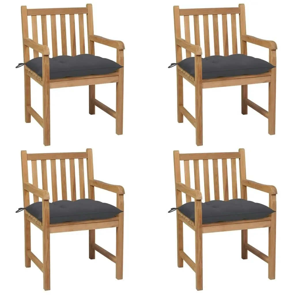 Garden Chairs 4 pcs with Anthracite Cushions Solid Teak Wood 3073019