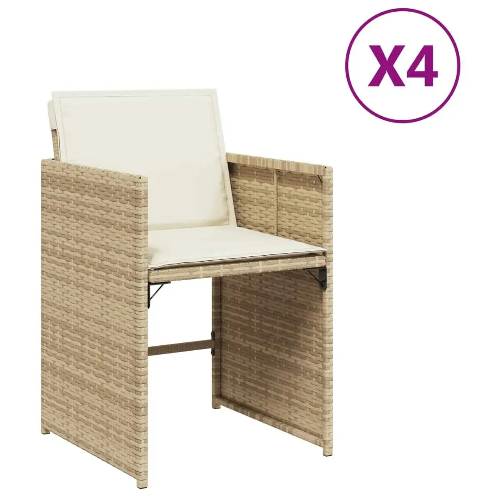 Garden Chairs with Cushions 4 pcs Beige Poly Rattan 364987