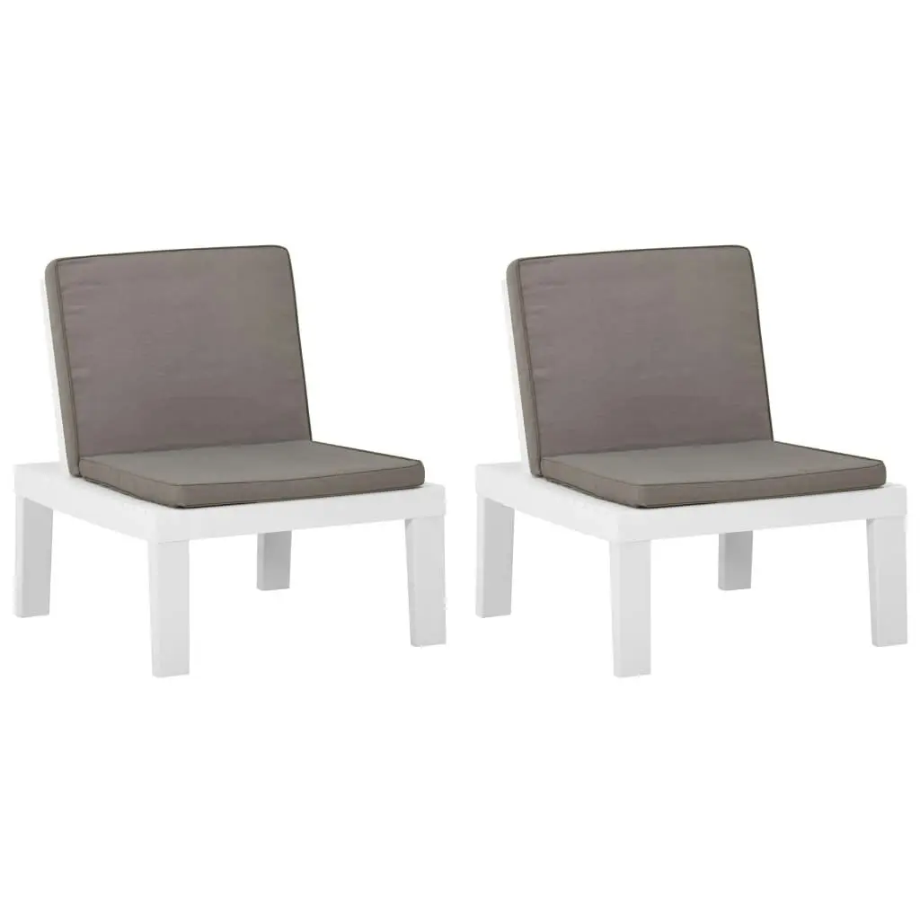 Garden Lounge Chairs with Cushions 2 pcs Plastic White 3059823