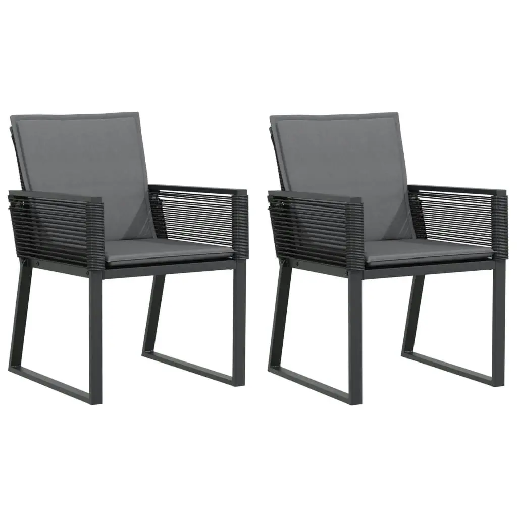 Garden Chairs with Cushions 2 pcs Black Poly Rattan 4008115