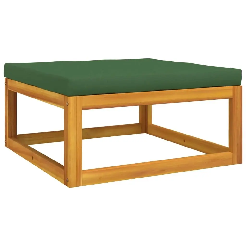 Garden Footrest with Green Cushion Solid Wood Acacia 360022