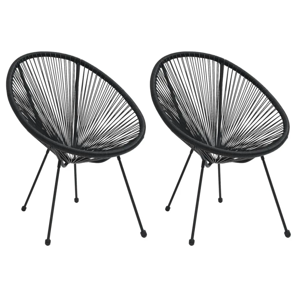 Garden Moon Chairs 2 pcs Rattan Black 312164