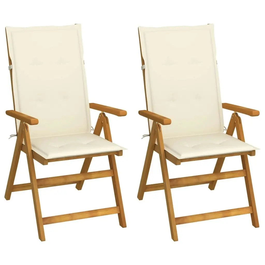 Garden Reclining Chairs 2 pcs with Cushions Solid Acacia Wood 3064061