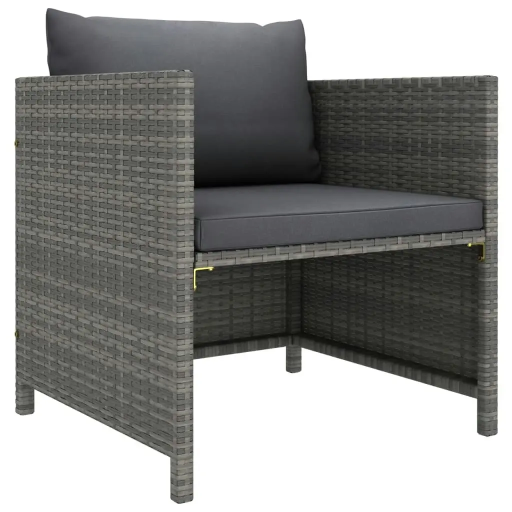 Garden Sofa with Cushions Grey Poly Rattan 313496