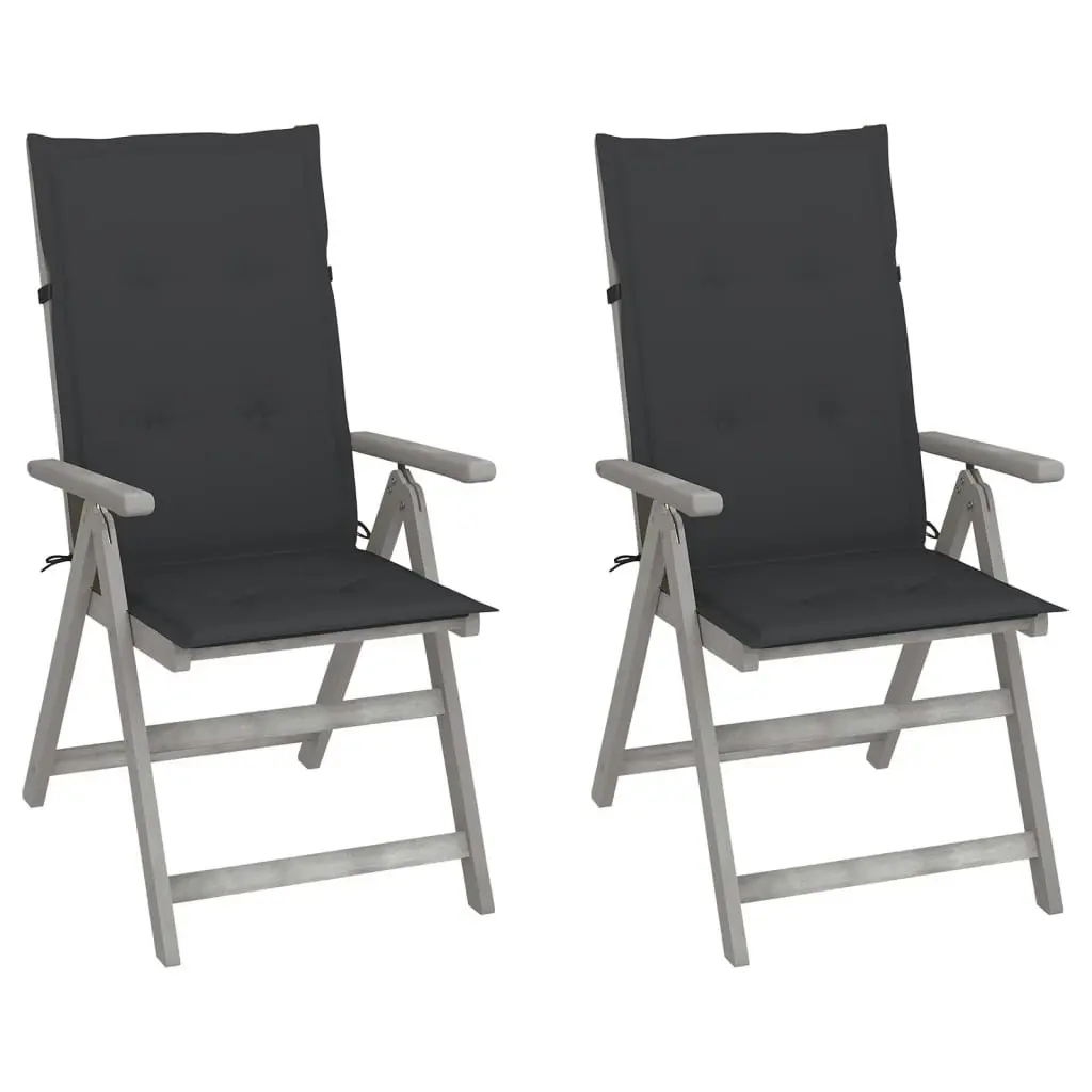 Garden Reclining Chairs 2 pcs with Cushions Solid Wood Acacia 3064698