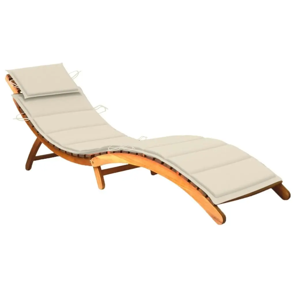 Garden Sun Lounger with Cushion Solid Wood Acacia 3061574