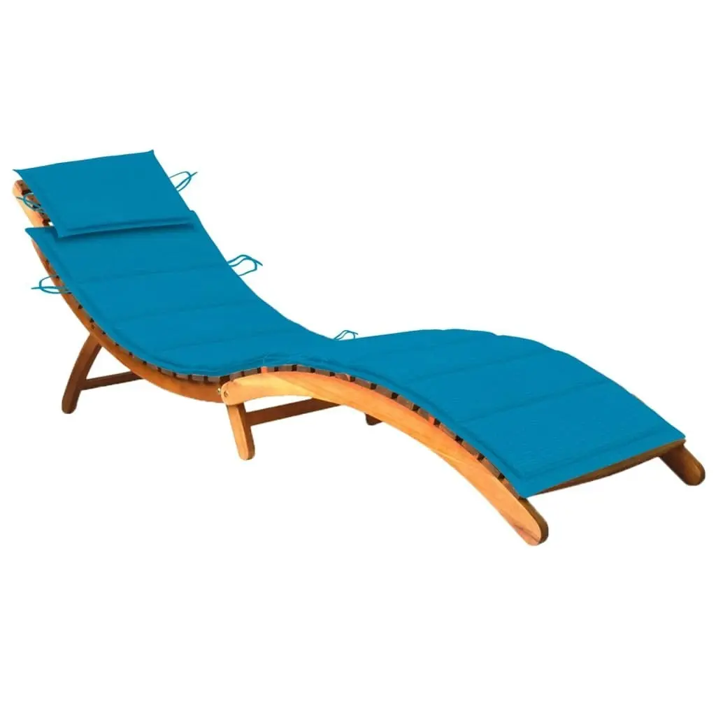 Garden Sun Lounger with Cushion Solid Wood Acacia 3061576