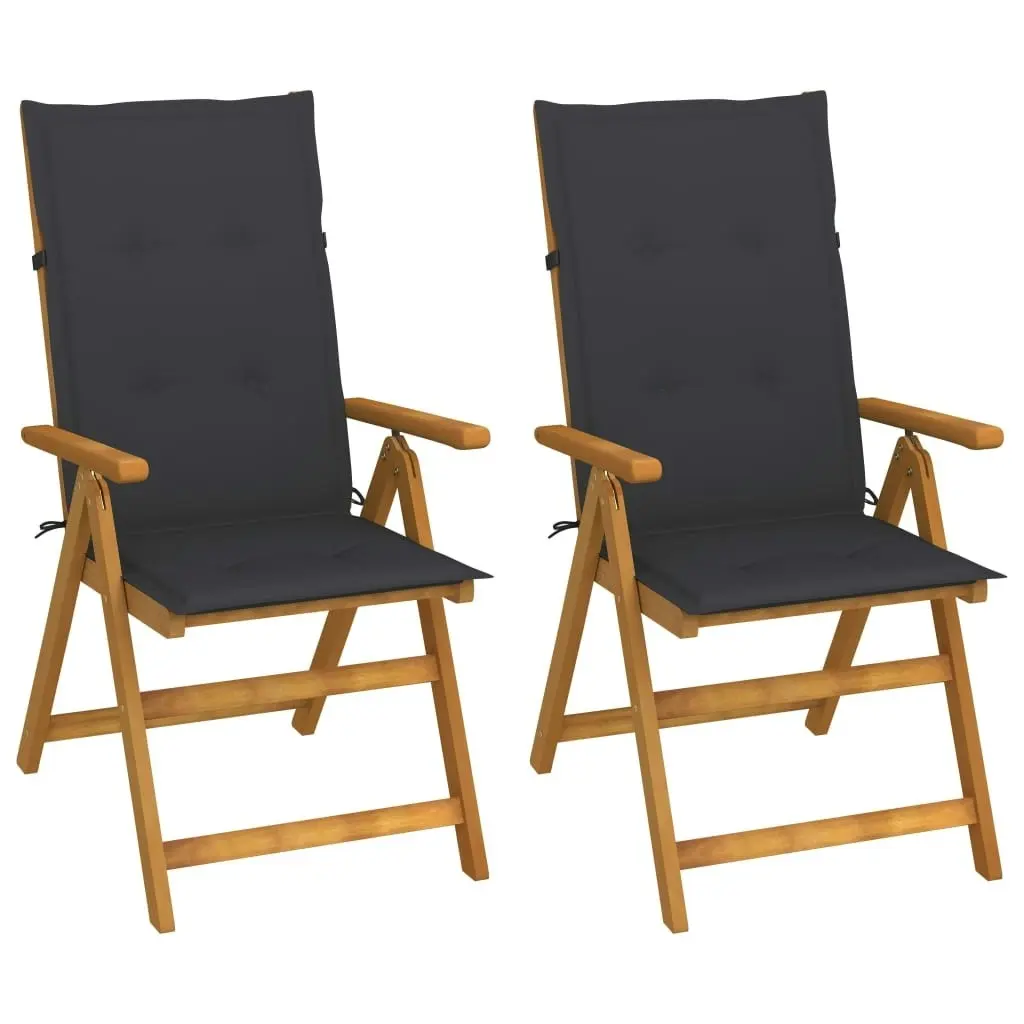 Garden Reclining Chairs 2 pcs with Cushions Solid Acacia Wood 3064059