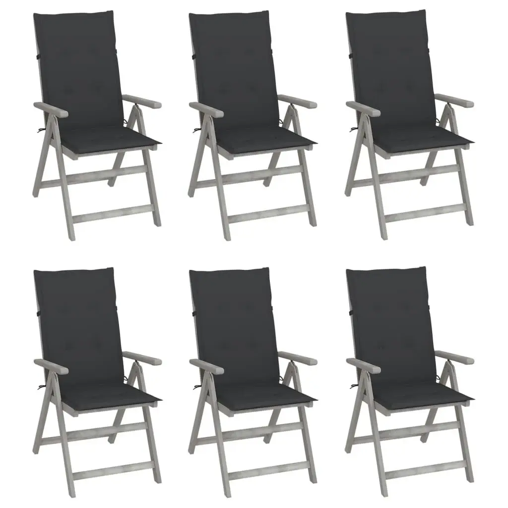 Garden Reclining Chairs 6 pcs with Cushions Solid Acacia Wood 3065317